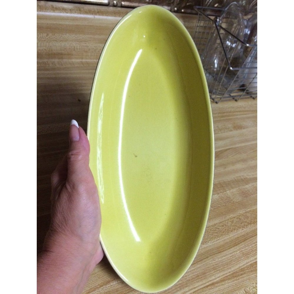 Hyalyn Mid Century Candy Trinket Dish Bright Yellow Green Mod Boho Industrial